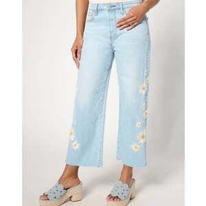 Driftwood Daisy Daydream Charlee high rise wide leg embroidered crop jeans 12